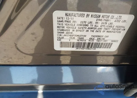 2012 Infiniti G37 Journey from USA, damaged, VIN JN1CV6AP7CM627100